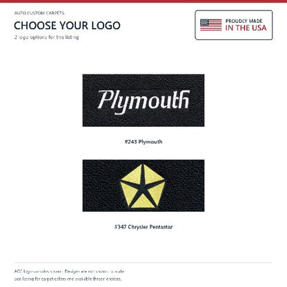 1980-1982 Plymouth TC3 Cutpile Floor Mats with Embroidered Logo Choices Front - 2-Piece - product details image 6
