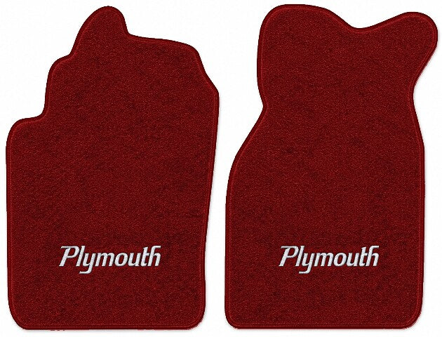 1980-1982 Plymouth TC3 Cutpile Floor Mats with Embroidered Logo Choices Front - 2-Piece - product image