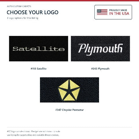 1971-1973 Plymouth Satellite 4spd Loop Floor Mats with Embroidered Logo Choices - 4-Piece - product details image 7