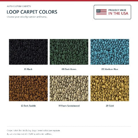 1971-1973 Plymouth Satellite 4spd Loop Floor Mats with Embroidered Logo Choices - 4-Piece - product details image 8