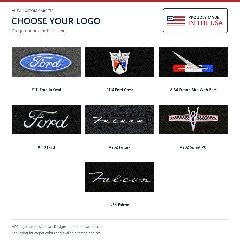 1963 Ford Falcon 4DR Sedan/Wagon Loop Floor Mats with Embroidered Logo Choices - 4-Piece - product details image 11
