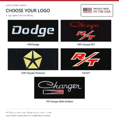 1971-1973 Dodge Charger 4spd Loop Floor Mats with Embroidered Logo Choices - 4-Piece - product details image 9