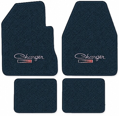 1971-1973 Dodge Charger 4spd Loop Floor Mats with Embroidered Logo Choices - 4-Piece - product image