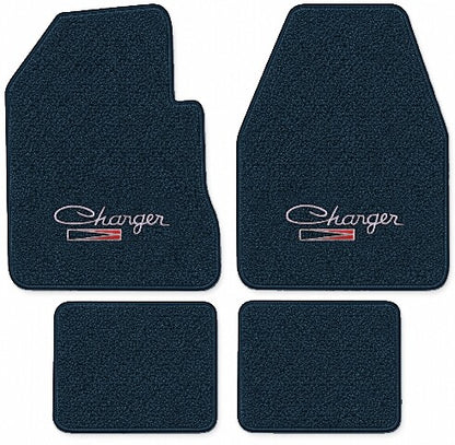 1971-1973 Dodge Charger 4spd Loop Floor Mats with Embroidered Logo Choices - 4-Piece - product image