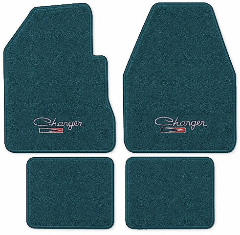 1974-1975 Dodge Charger 2DR 4spd Cutpile Floor Mats with Embroidered Logo Choices - 4-Piece - product image