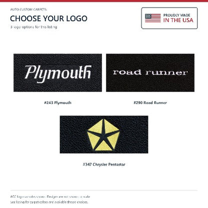 1974-1975 Plymouth Road Runner 4spd Cutpile Floor Mats with Embroidered Logo Choices - 4-Piece - product details image 7