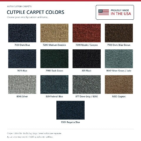 1980-1985 Cadillac Seville with Console Cutpile Floor Mats with Embroidered Logo Choices - 3-Piece - product details image 7