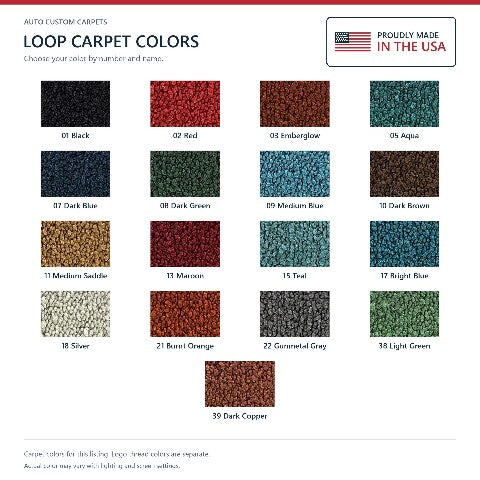 1955-1957 Chevy Two-Ten Series Loop Floor Mats with Embroidered Logo Choices - 4-Piece - product details image 9