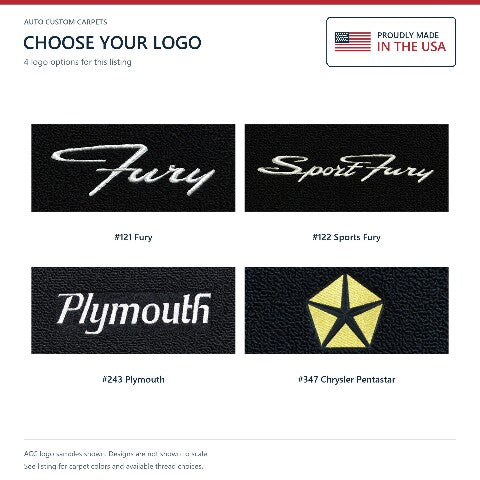 1964 Plymouth Fury Sport 2DR 4spd Loop Floor Mats with Embroidered Logo Choices - 4-Piece - product details image 8