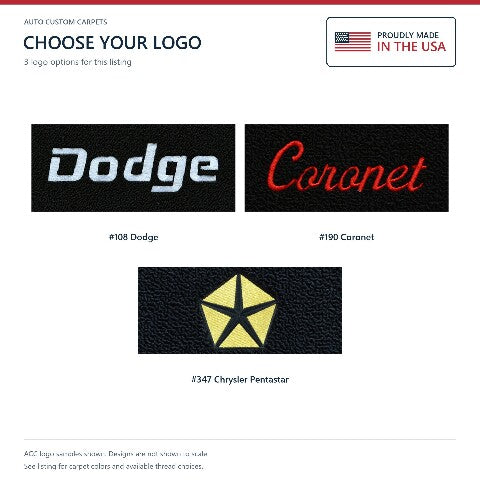 1965 Dodge Coronet 500 Auto Loop Floor Mats with Embroidered Logo Choices - 4-Piece - product details image 7