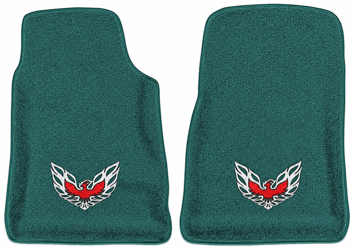 1967-69 Pontiac Firebird Premium Contour Floor Mats with Embroidered Logo Choices Front - 2-Piece - product details image 8