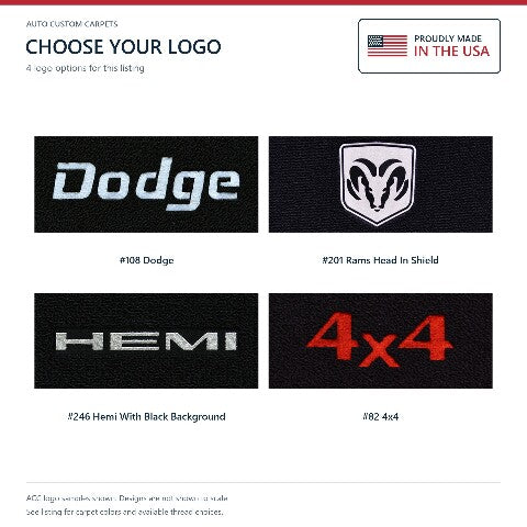 1994-2001 Dodge Ram 1500 Cutpile Floor Mats with Embroidered Logo Choices - 2-Piece - product details image 8