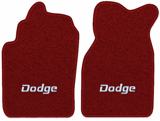1978-1988 Dodge Omni Cutpile Floor Mats with Embroidered Logo Choices Front - 2-Piece - product image