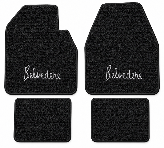 1966-1970 Plymouth Belvedere Auto Loop Floor Mats with Embroidered Logo Choices - 4-Piece - product details image 2