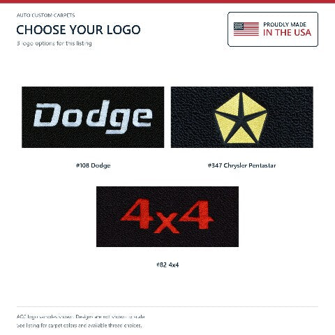 1987-1988 Dodge W100 Cutpile Floor Mats with Embroidered Logo Choices - 2-Piece - product details image 7