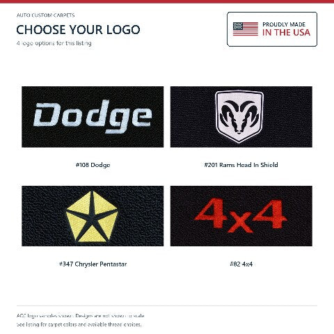 1974-1993 Dodge Ramcharger Cutpile Floor Mats with Embroidered Logo Choices - 4-Piece - product details image 8