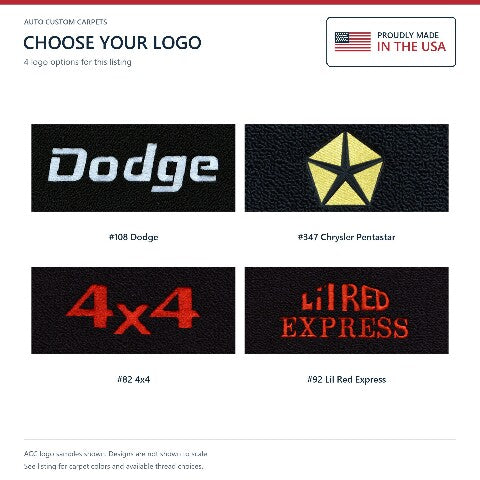 1977-1986 Dodge D150 Cutpile Floor Mats with Embroidered Logo Choices - 2-Piece - product details image 8