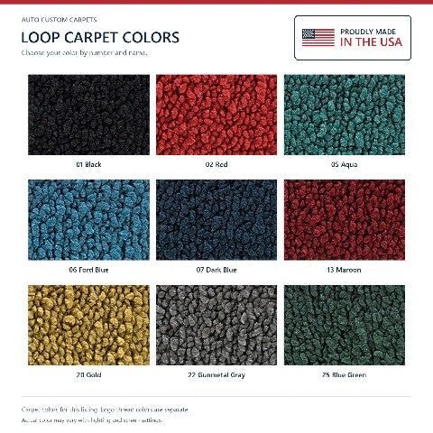1959 Ford Custom 300 Loop Floor Mats with Embroidered Logo Choices - 4-Piece - product details image 8