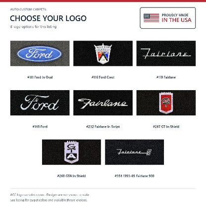1959-1965 Ford Fairlane Loop Floor Mats with Embroidered Logo Choices - 4-Piece - product details image 12