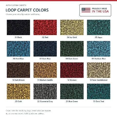 1959-1965 Ford Fairlane Loop Floor Mats with Embroidered Logo Choices - 4-Piece - product details image 13