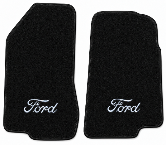 1991 Ford E-150 Econoline Cutpile Floor Mats with Embroidered Logo Choices Front - 2-Piece - product image
