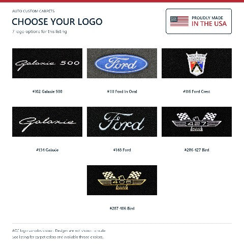 1960-1964 Ford Galaxie Loop Floor Mats with Embroidered Logo Choices - 4-Piece - product details image 11