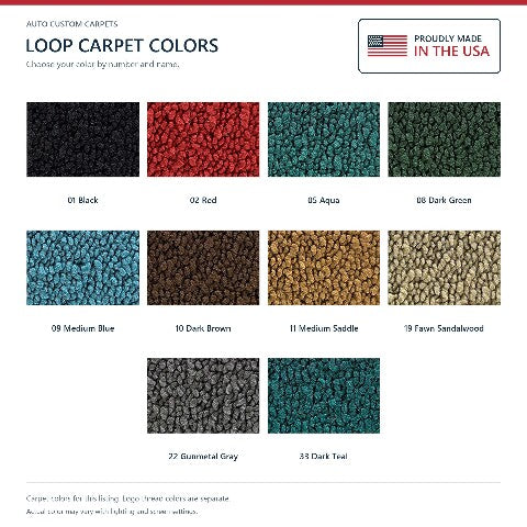1960-1964 Ford Galaxie Loop Floor Mats with Embroidered Logo Choices - 4-Piece - product details image 12