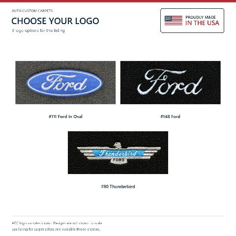 1955-1957 Ford Thunderbird Loop Floor Mats with Embroidered Logo Choices - 2-Piece - product details image 7