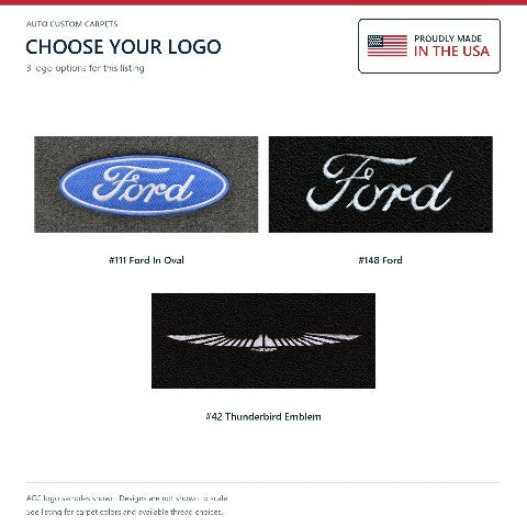 1974-1979 Ford Thunderbird Cutpile Floor Mats with Embroidered Logo Choices - 4-Piece - product details image 7