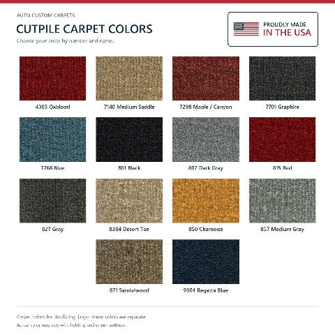 1979-1986 Mercury Capri Cutpile Floor Mats with Embroidered Logo Choices - 4-Piece - product details image 7