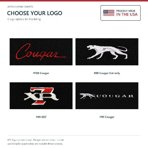 1967-1968 Mercury Cougar Loop Floor Mats with Embroidered Logo Choices - 4-Piece - product details image 8