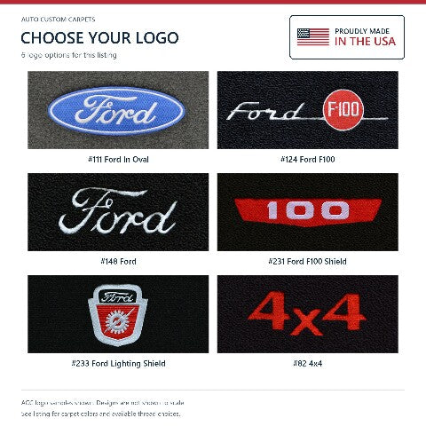 1965-1972 Ford F-100 - Six embroidered logo choices for 1965-1972 Ford F-100 floor mats