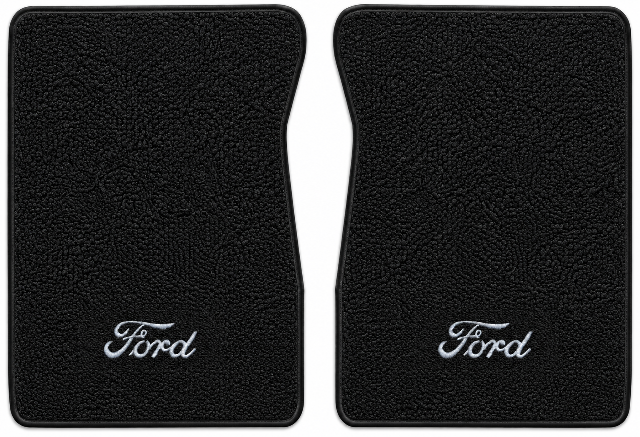 1965-1972 Ford F-100 - Black Loop floor mat illustration with Ford script embroidered logo