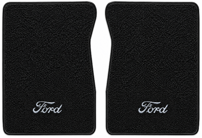 1965-1972 Ford F-100 - Black Loop floor mat illustration with Ford script embroidered logo
