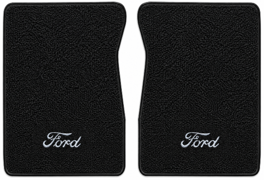 1965-1972 Ford F-100 - Black Loop floor mat illustration with Ford script embroidered logo