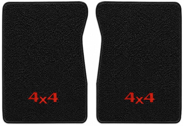 1965-1972 Ford F-100 - Black Loop floor mat illustration with 4x4 embroidered logo