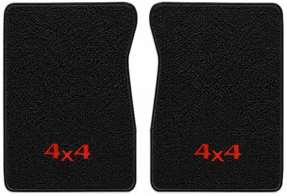 1965-1972 Ford F-100 - Black Loop floor mat illustration with 4x4 embroidered logo