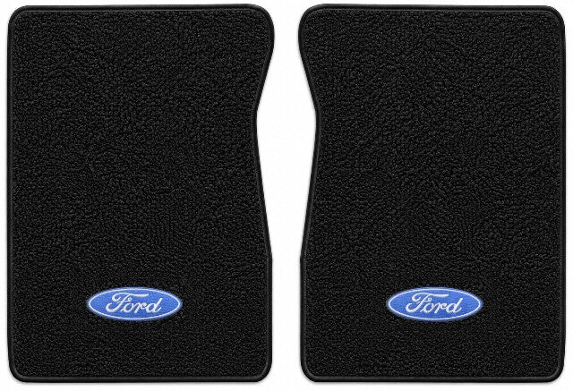 1965-1972 Ford F-100 - Black Loop floor mat illustration with Ford In Oval embroidered logo