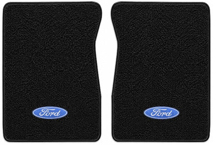 1965-1972 Ford F-100 - Black Loop floor mat illustration with Ford In Oval embroidered logo