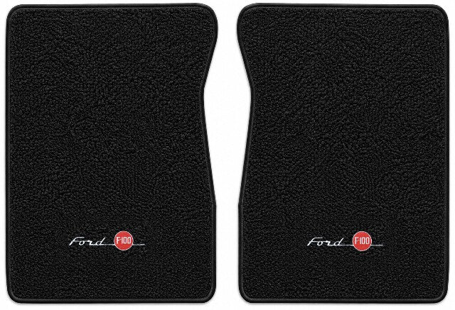 1965-1972 Ford F-100 - Black Loop floor mat illustration with Ford F100 embroidered logo