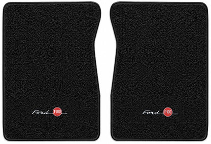 1965-1972 Ford F-100 - Black Loop floor mat illustration with Ford F100 embroidered logo