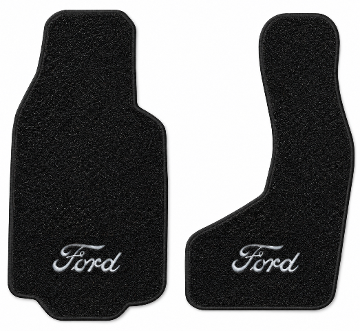 1975-1978 Ford E-100 Econoline Cutpile Floor Mats with Embroidered Logo Choices Front - 2-Piece - product details image 2