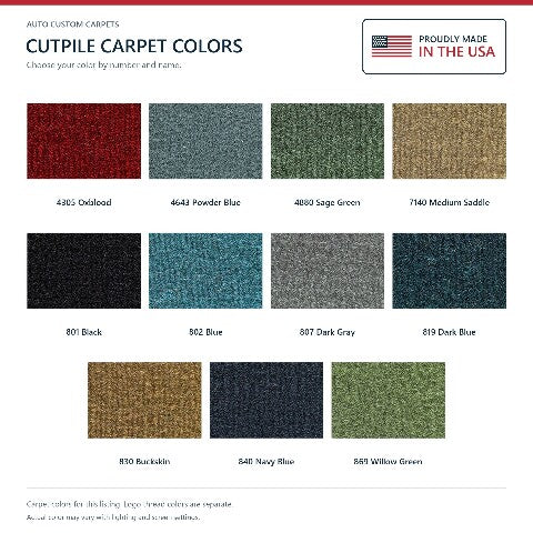 1974-1977 Buick Century Cutpile Floor Mats with Embroidered Logo Choices - 4-Piece - product details image 6