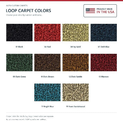 1971-1973 Buick Electra Loop Floor Mats with Embroidered Logo Choices - 4-Piece - product details image 6