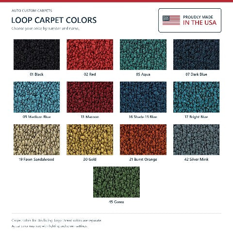 1965-1970 Cadillac Fleetwood 60 Special Loop Floor Mats with Embroidered Logo Choices - 4-Piece - product details image 8