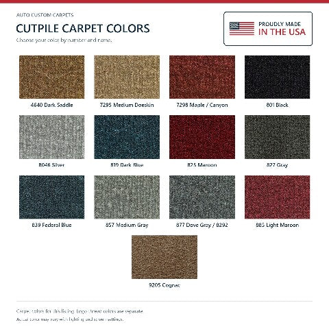 1985-1991 Cadillac Fleetwood FWD Cutpile Floor Mats with Embroidered Logo Choices - 4-Piece - product details image 6