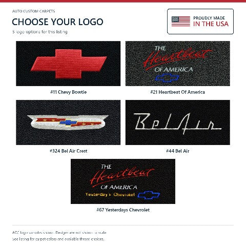 1955-1956 Chevy Bel Air Loop Floor Mats with Embroidered Logo Choices - 4-Piece - product details image 10