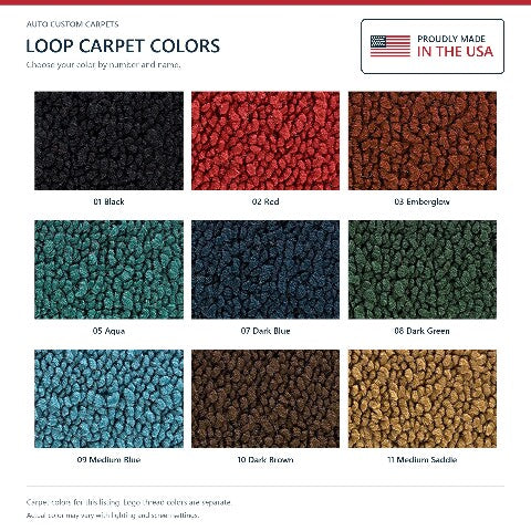 1955-1956 Chevy Bel Air Loop Floor Mats with Embroidered Logo Choices - 4-Piece - product details image 11
