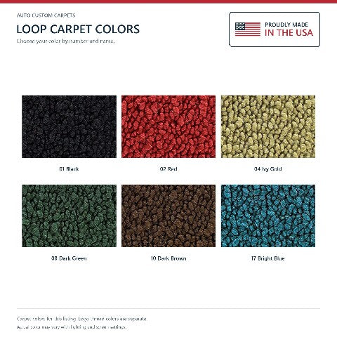 1972 Chevy Brookwood Loop Floor Mats with Embroidered Logo Choices - 4-Piece - product details image 9