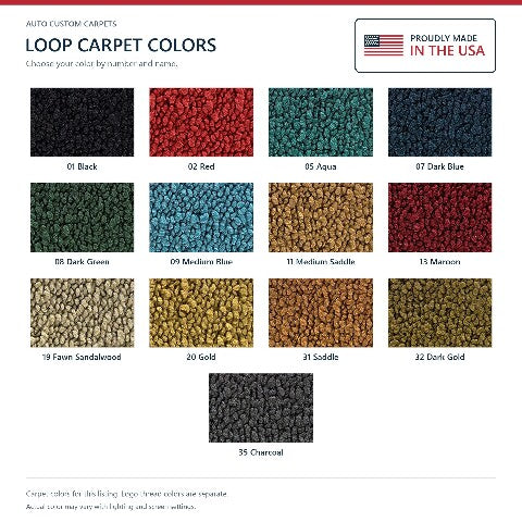 1964-1967 Chevy Chevelle Loop Floor Mats with Embroidered Logo Choices - 4-Piece - product details image 19